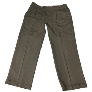 Bill Robin Son Olive Pleated Cuffed Hem Suit Dress Pants Sz 44x32 NWT Straight
